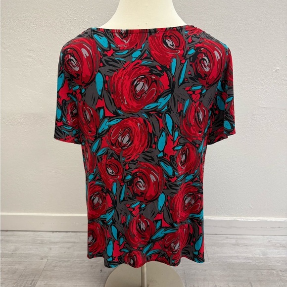 Lane Bryant Red & Blue Floral Blouse - Size 22/24 - Picture 2 of 4